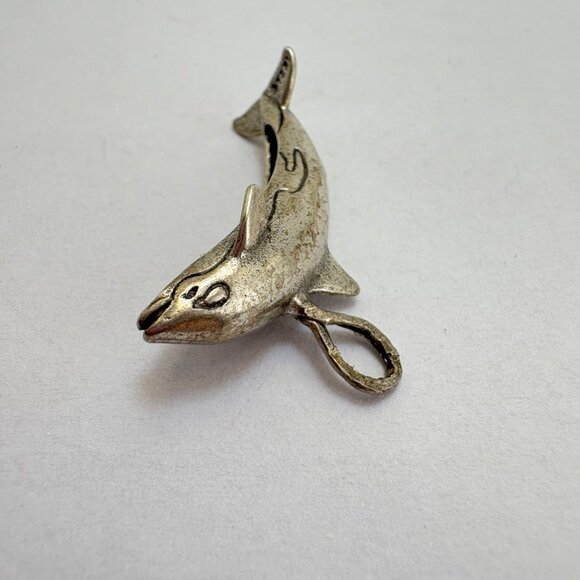 VTG Sterling Silver 925 Three Dimensional Dolphin Pendant Size 26mm Length - Picture 2 of 11